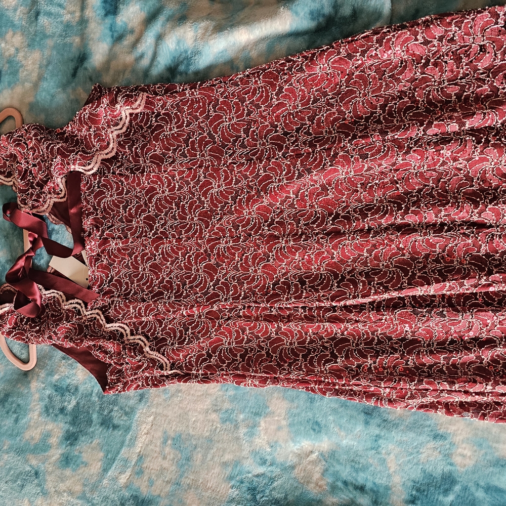 Elegant Burgundy Lace Kids Dress